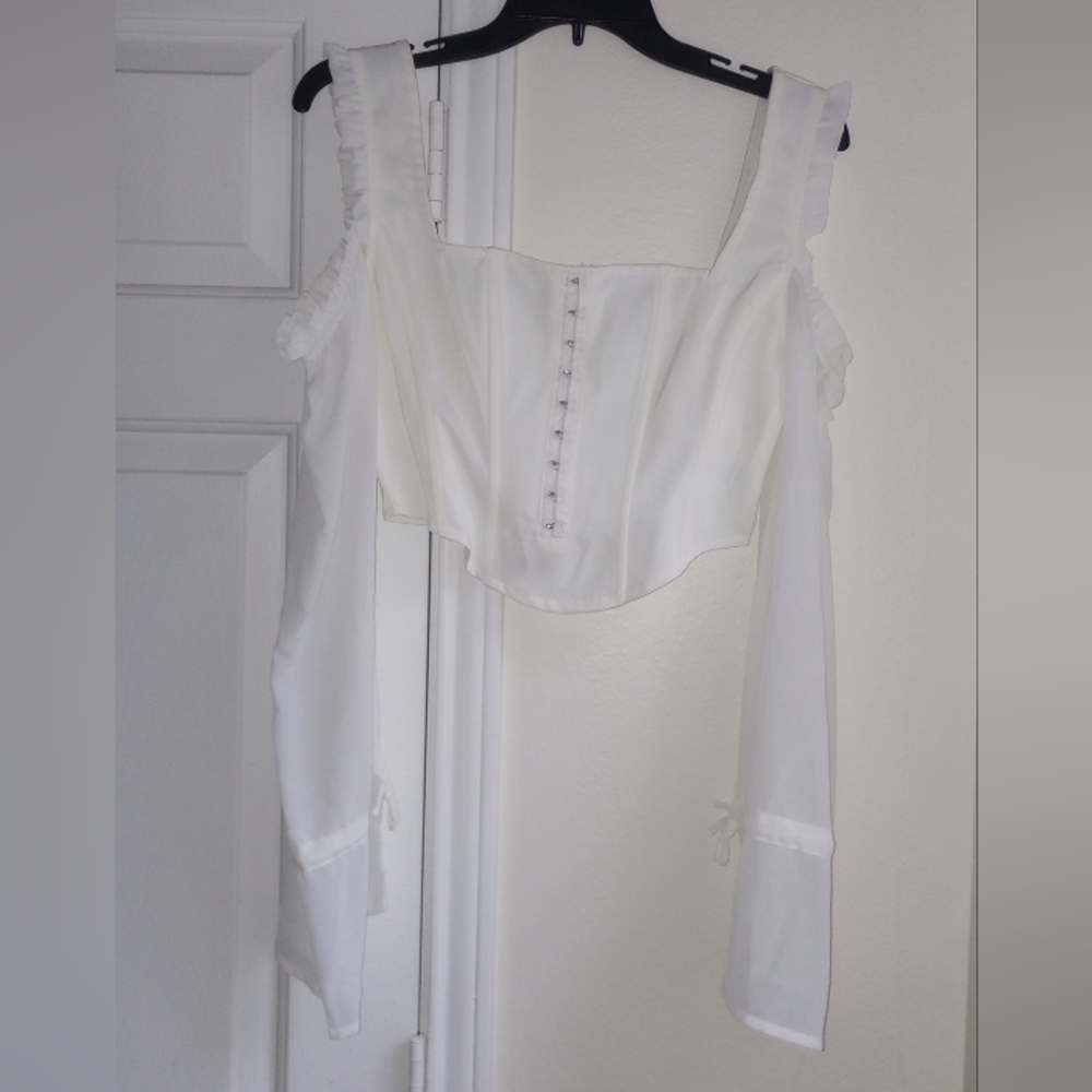 Fashion Nova Ivory Ruffled Top Corset Size S